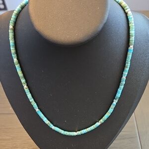 Elegant Turquoise Beaded Necklace Genuine Blue Turquoise